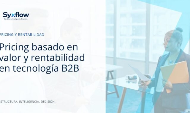 Directores de estrategia comercial y finanzas analizando modelos de tarificación y valor económico en una sala luminosa