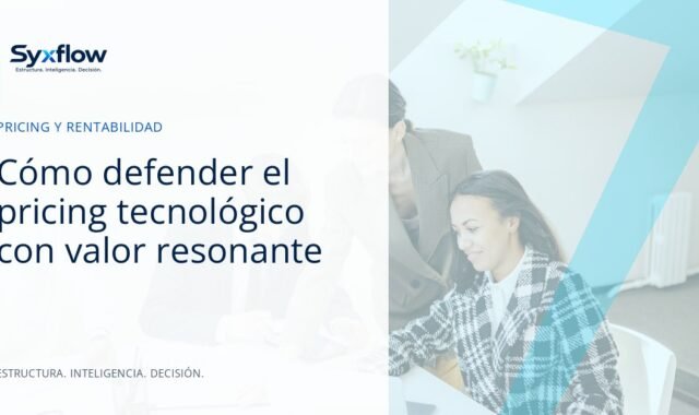 Directores de finanzas y estrategas de producto analizando modelos de precios y valor económico en una oficina moderna y luminosa